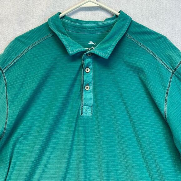 TOMMY BAHAMA Polo Shirt Men’s 2XL Green Lightweight Cirrus Coast Short Sleeve - Picture 2 of 13